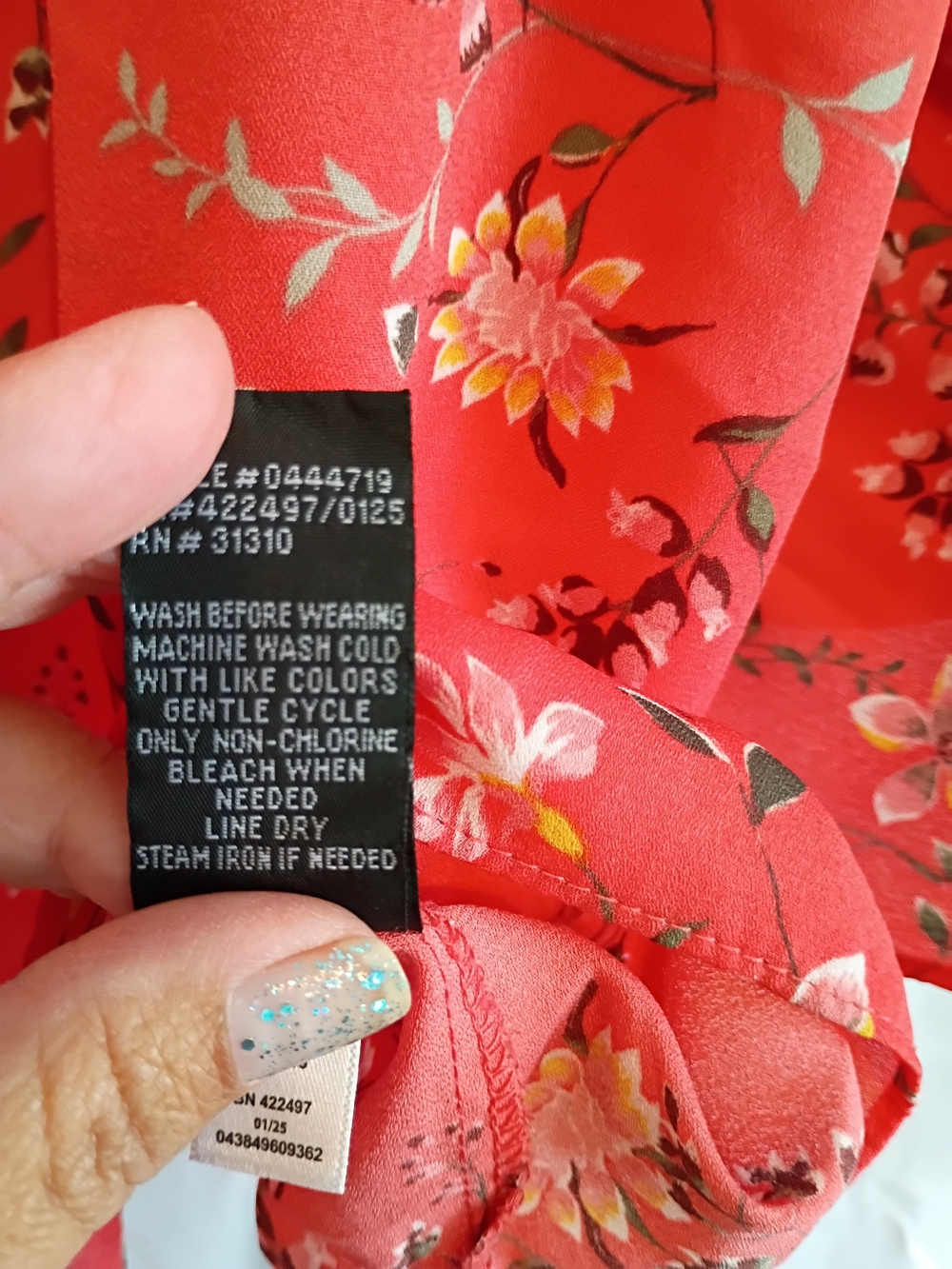 AB Studio Coral Size Xxl Floral Knot Tie-Front Peasant Blouse. - Picture 4 of 12